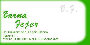 barna fejer business card